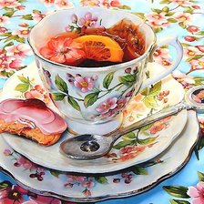Оригинал схемы вышивки «цветочный чай» (№2142294)
