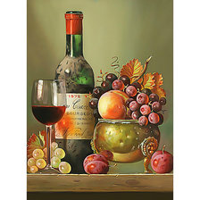 Оригинал схемы вышивки «Натюрморт с вином и виноградом.» (№2145897)