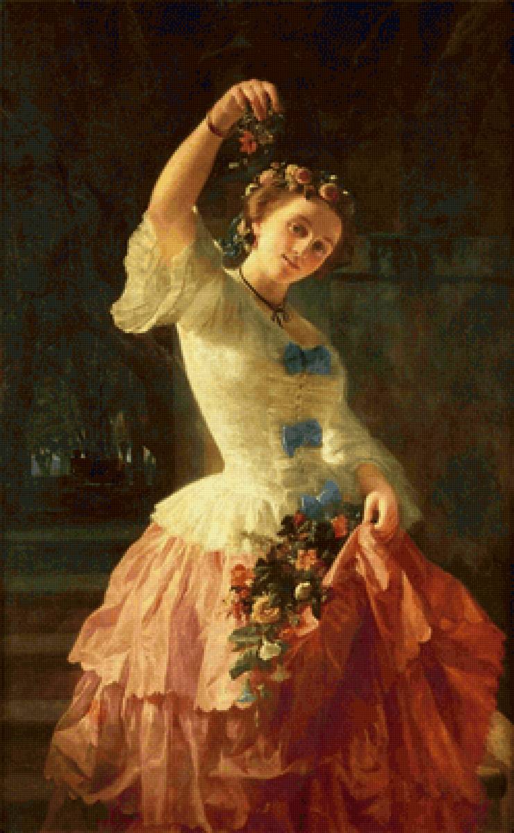 Девушка с розами. Felice Barucco - цветы, девушка, 19 век, розы, портрет, живопись - предпросмотр