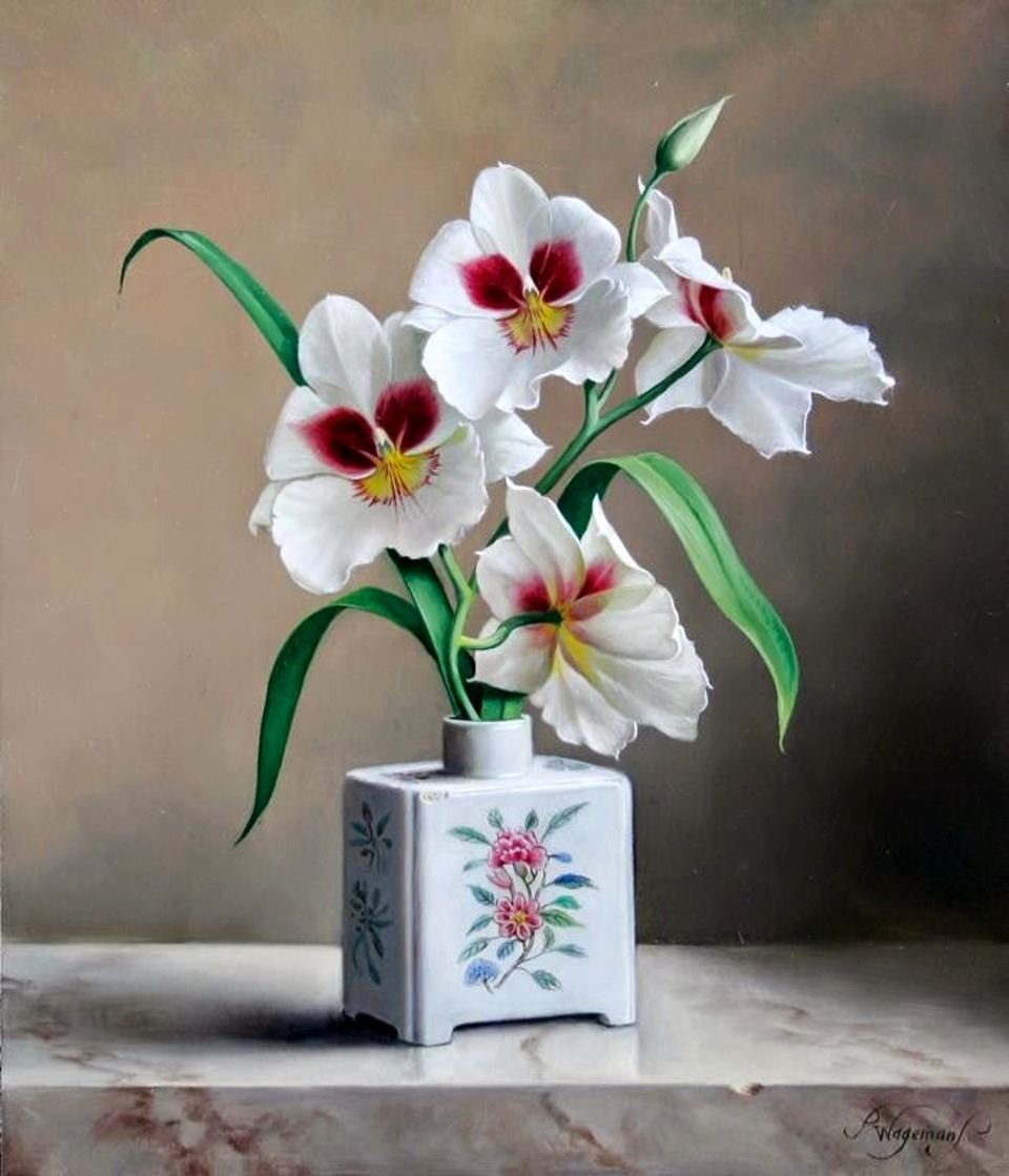 Белая орхидея - натюрморт, орхидея, ваза - оригинал