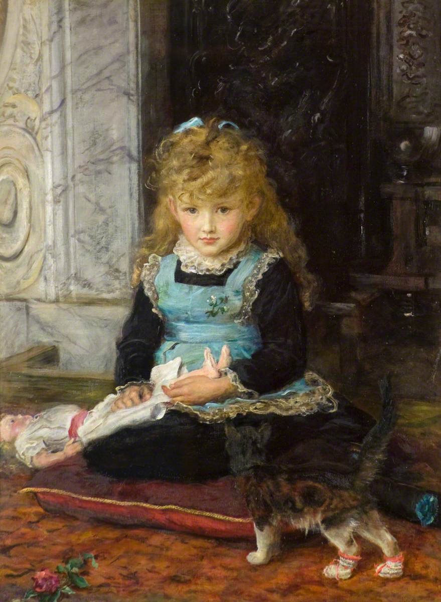 Девочка с котёнком. John Everett Millais - живопись, 19 век, портрет, котенок, девочка - оригинал
