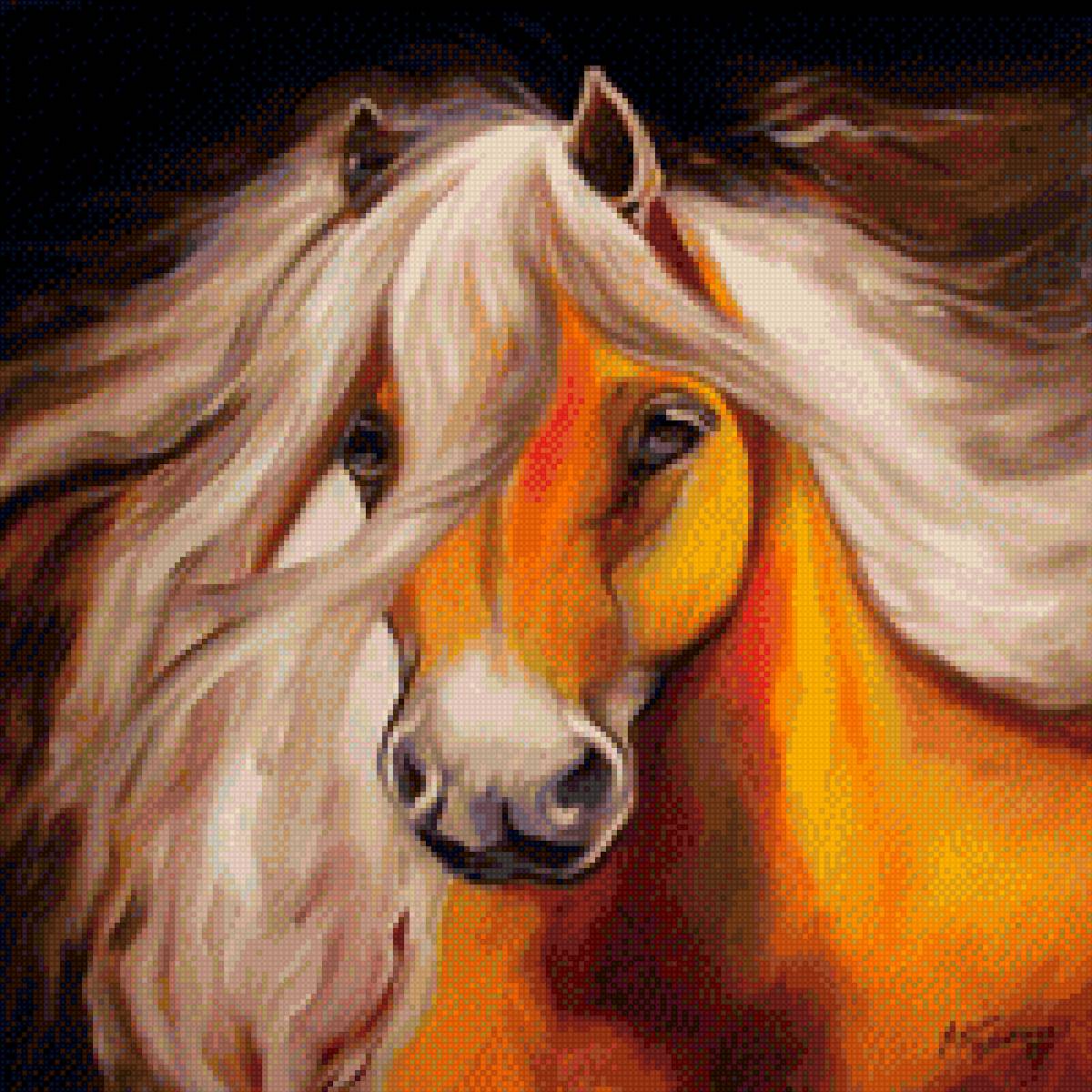 очень молодая лошадь - лошади, живопись., настроение, природа, лошадь, кони - предпросмотр