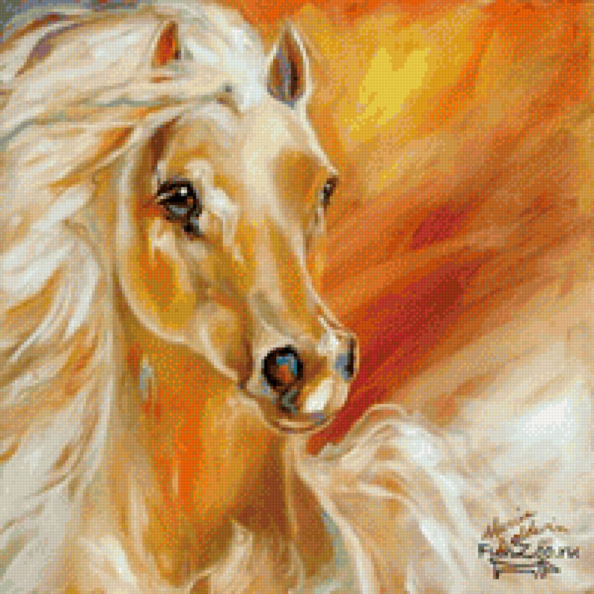 красивая лошадь - настроение, живопись., лошади, природа, кони, лошадь - предпросмотр