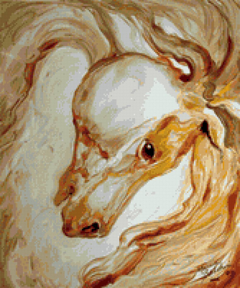бледная лошадь - живопись., кони, природа, настроение, лошади, лошадь - предпросмотр