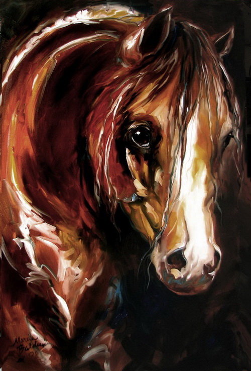 звездная лошадь - кони, настроение, природа, живопись., лошади, лошадь - оригинал