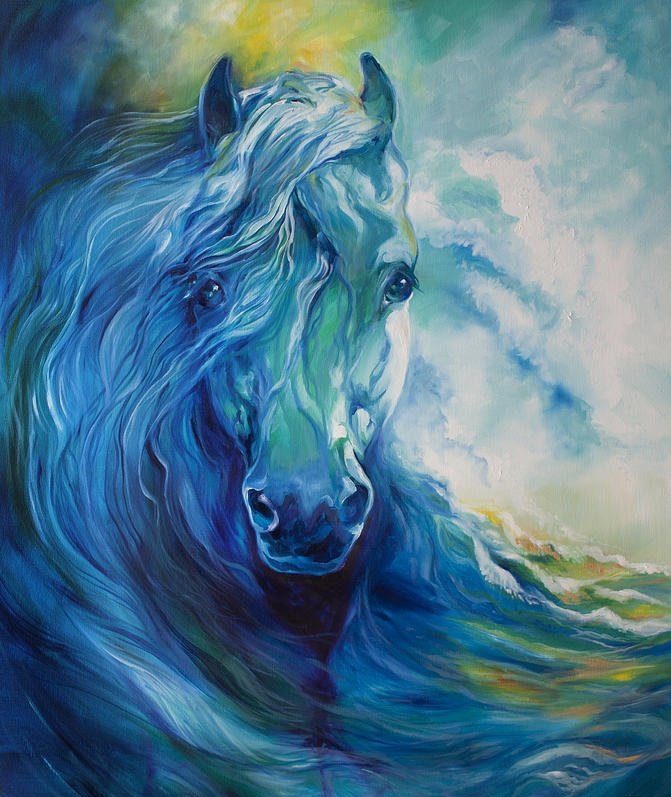морская лошадь - живопись, кони, лошади, природа, настроение, лошадь - оригинал
