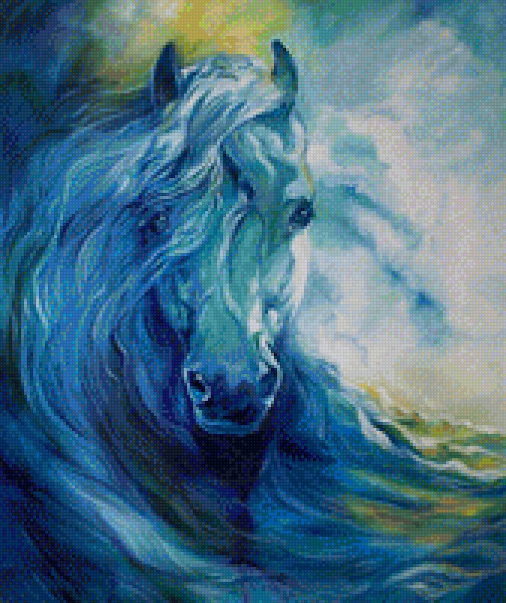 морская лошадь - природа, лошадь, живопись, кони, настроение, лошади - предпросмотр