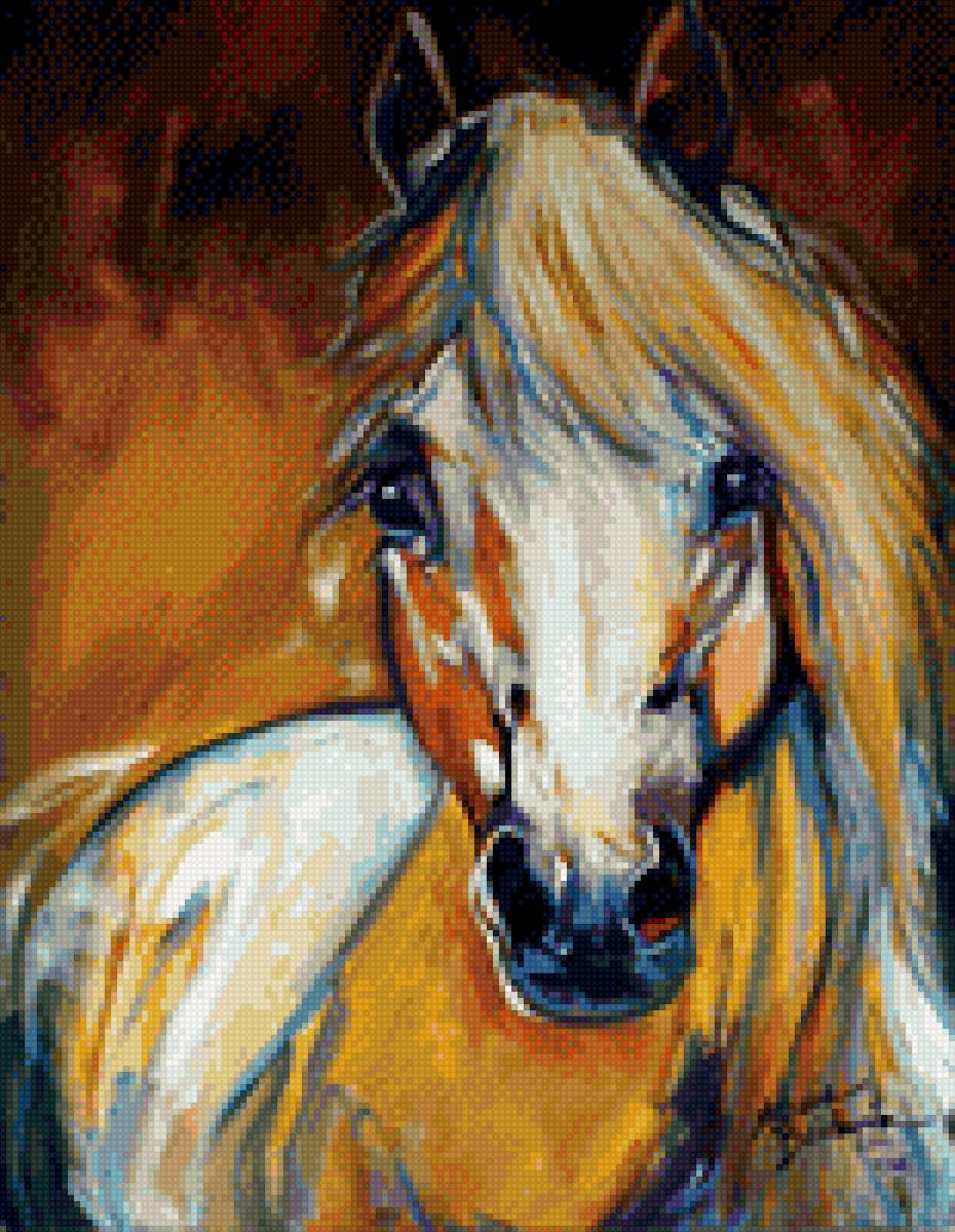 Плачущая лошадь - живопись., кони, лошади, лошадь, природа, настроение - предпросмотр