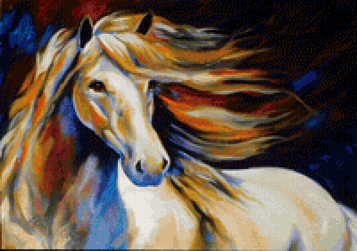 Вечерняя лошадь - лошади, лошадь, природа, настроение, живопись., кони - предпросмотр
