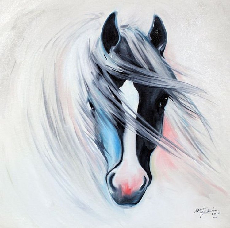 Строгая лошадь - живопись., кони, лошади, природа, лошадь, настроение - оригинал