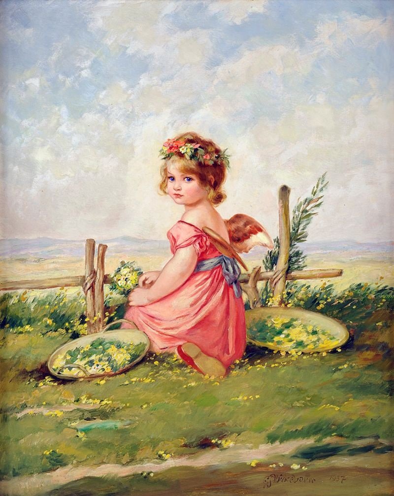 Ангел. Carl Pluckebaum - 19 век, ангел, девочка, дети, живопись - оригинал