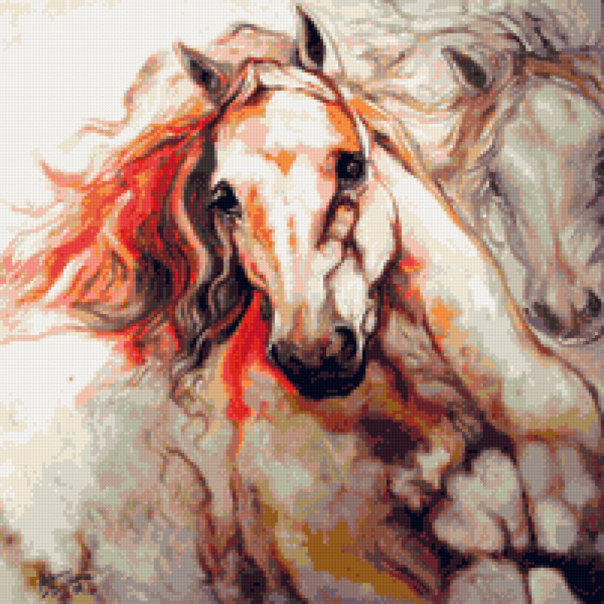 мраморная лошадь - живопись., природа, настроение, лошадь, кони, лошади - предпросмотр