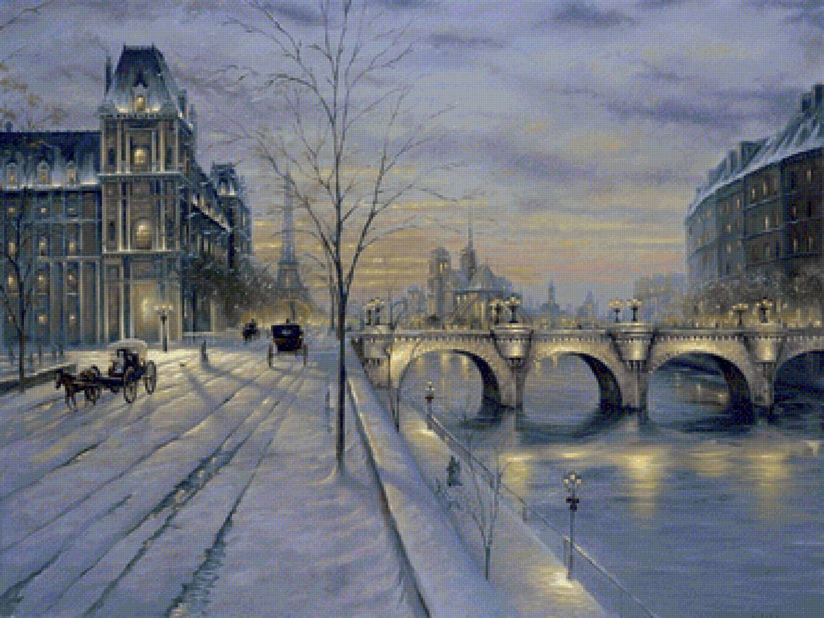 Paris Париж 80 - париж, зима., вежа, міст - предпросмотр