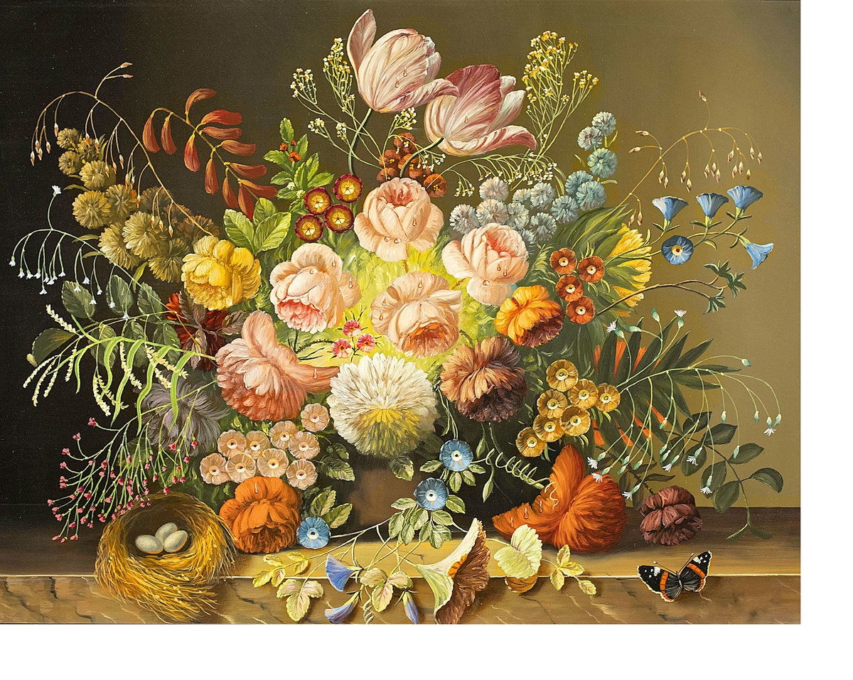 Букет - гнездо, цветы в вазе, цветы - оригинал