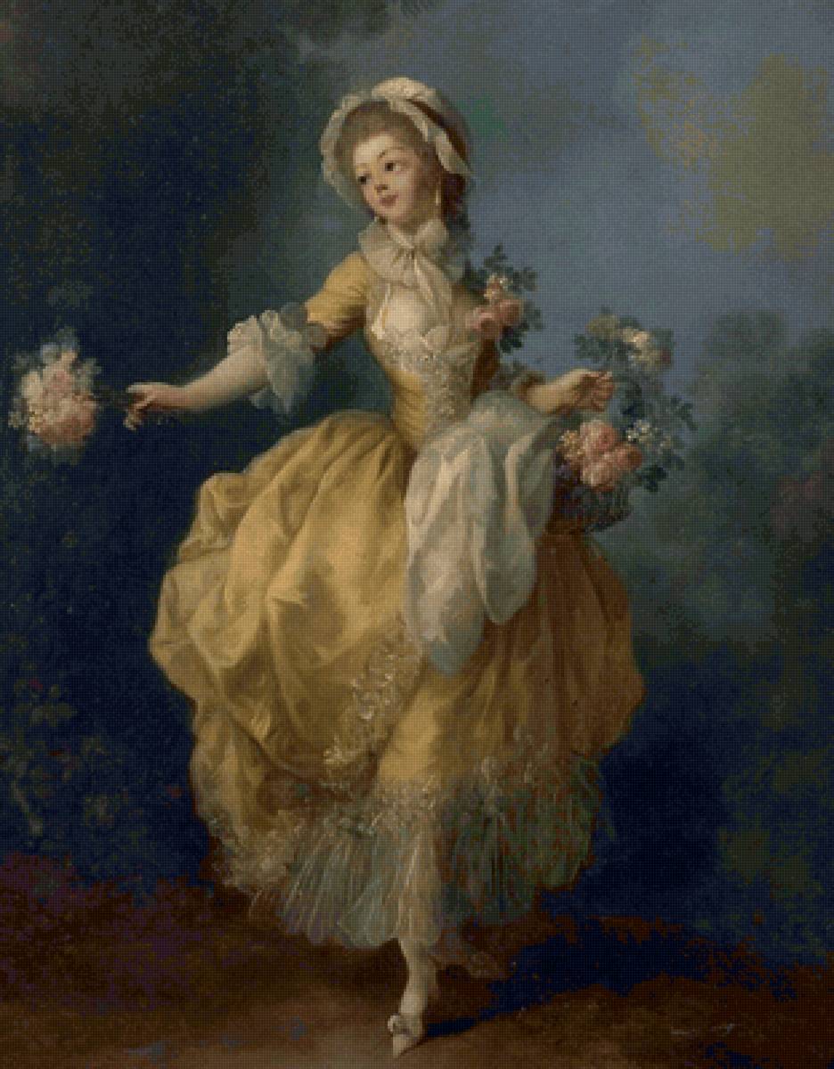 Jean-Frédéric Schall. Цветочница - девушка, портрет, живопись, 18 век - предпросмотр