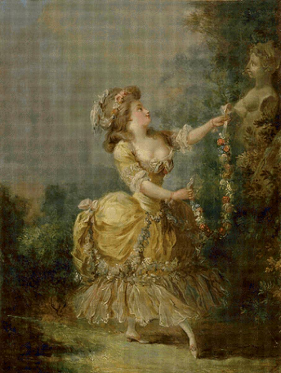 Jean-Frédéric Schall. Придворная танцовщица - девушка, портрет, живопись, 18 век - предпросмотр