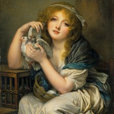 Оригинал схемы вышивки «Жан Батист Грез. Девушка с голубями» (№2161046)