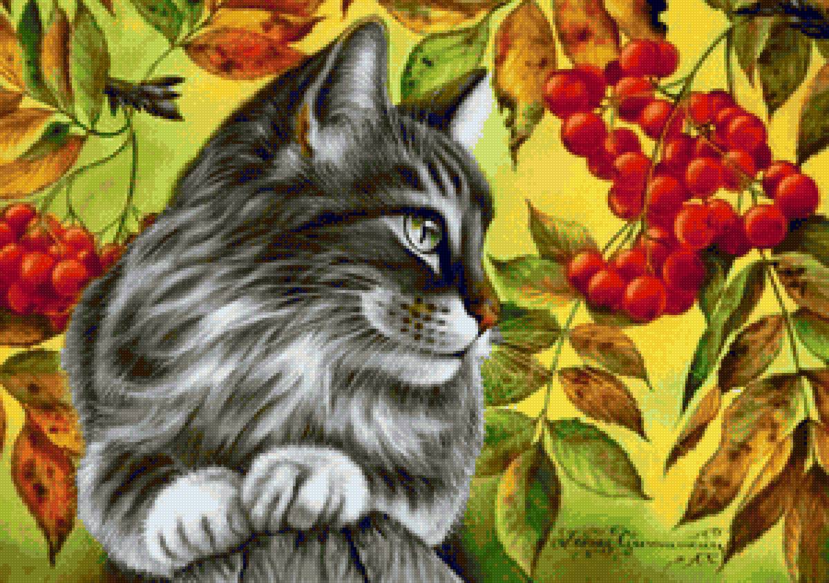 Коты и цветы. Художник Ирина Гармашова - кот, животные - предпросмотр