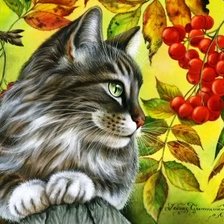 Оригинал схемы вышивки «Коты и цветы. Художник Ирина Гармашова» (№2166818)