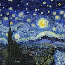 Схема вышивки «Ван Гог звездная ночь»