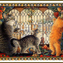 Схема вышивки «коты на окне»