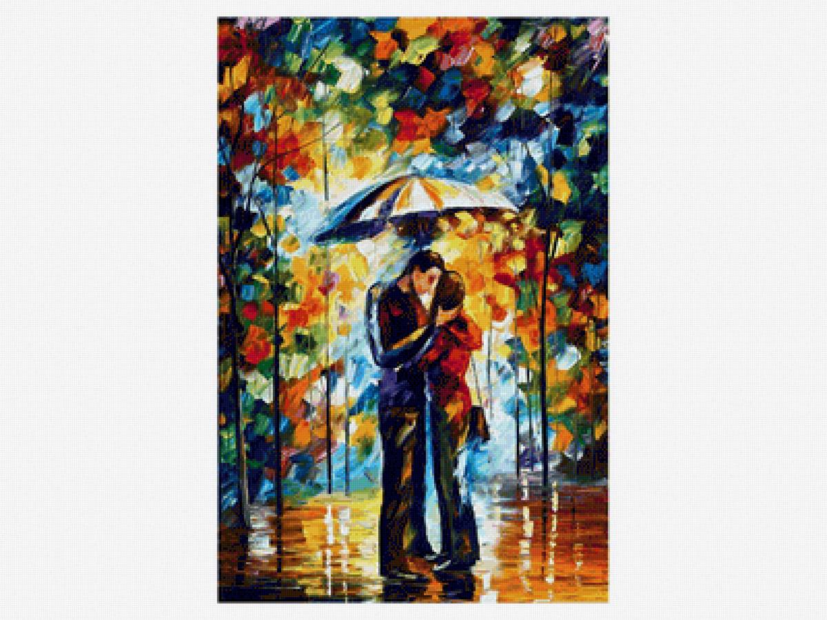 Свидание под дождем - парк, афремов, осень, дождь, поцелуй, зонт, пара - предпросмотр