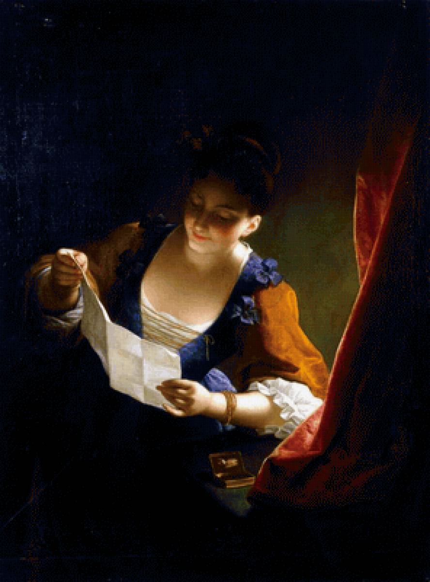 Jean Raoux. Письмо - живопись, портрет, девушка, 17 век - предпросмотр