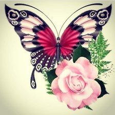 Схема вышивки «бабочка с розой»