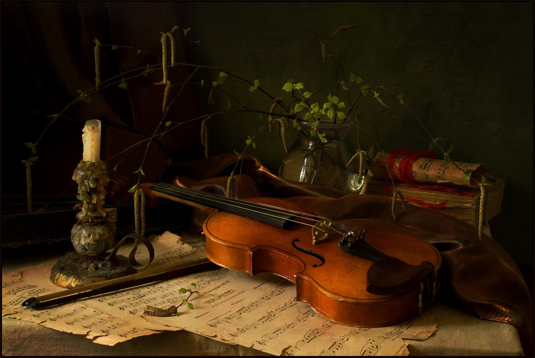 Скрипка - скрипка, ноты, свеча - оригинал