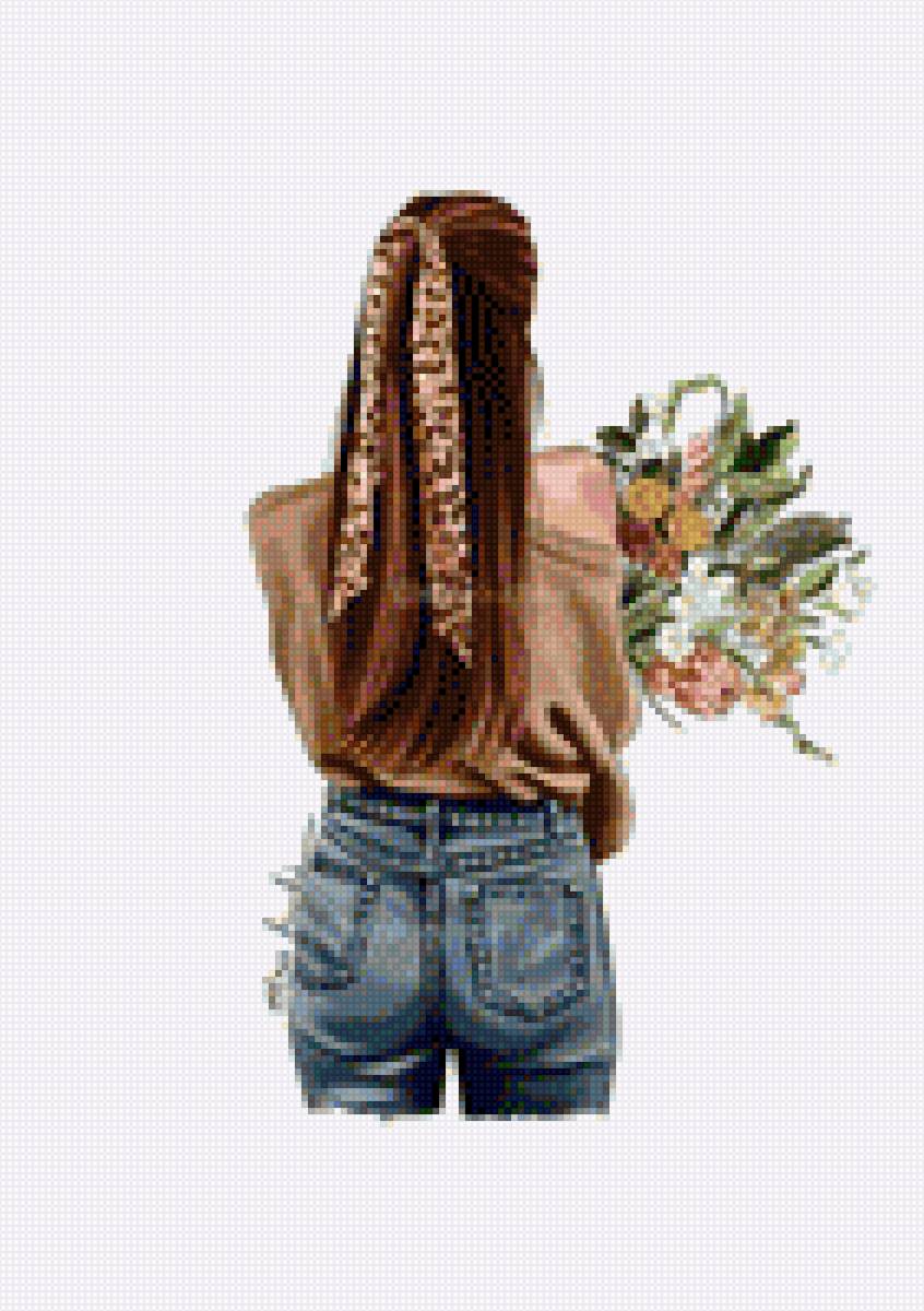 Девушка в джинсах - девушка букет джинсы - предпросмотр