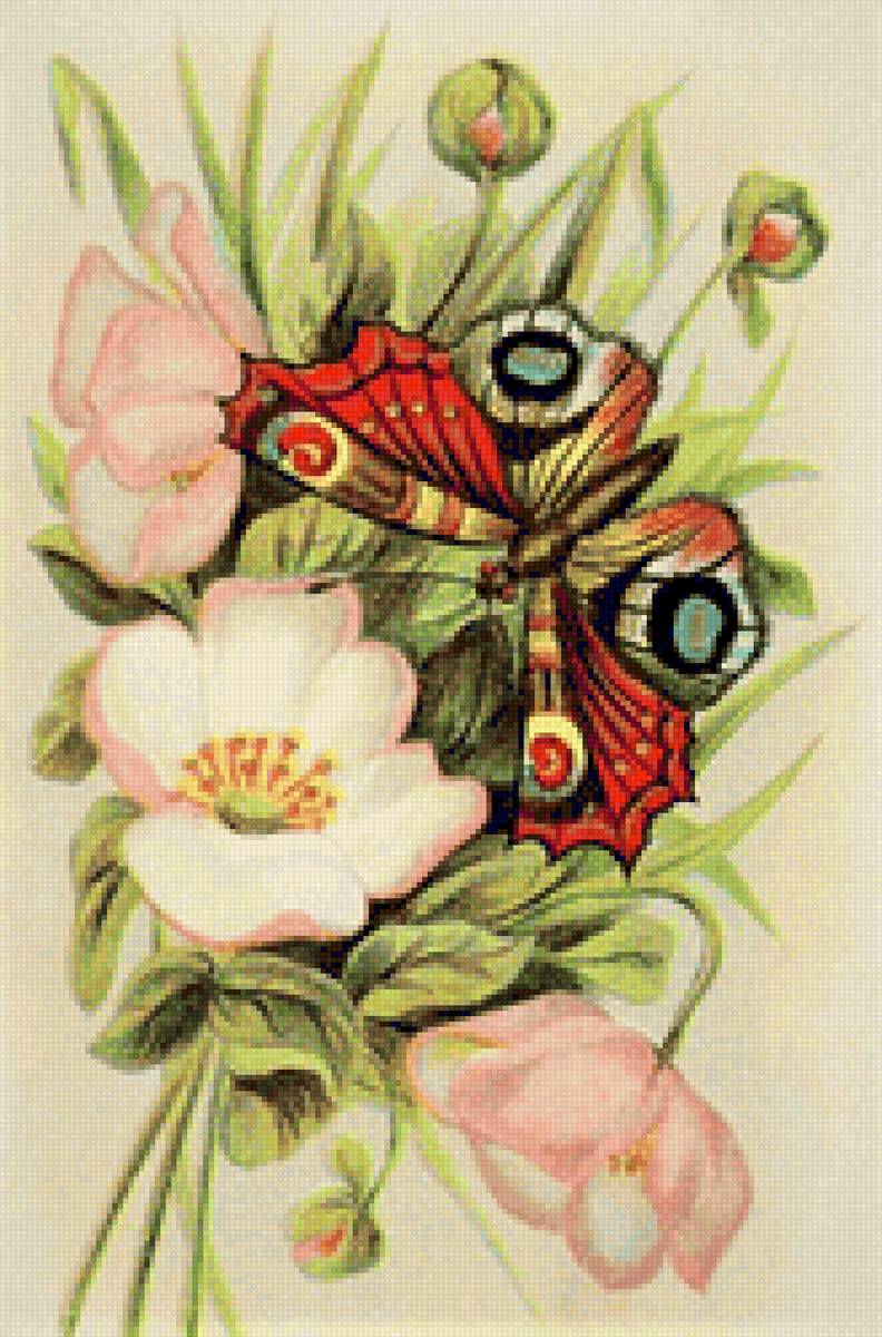 Butterfly and flower - насекомые, птицы, цветы - предпросмотр
