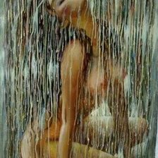 Схема вышивки «девушка  под дождём»