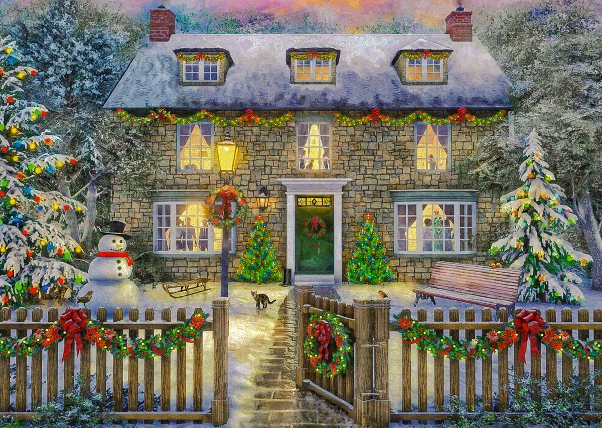 Christmas Cottage. - snowscenes.christmas.animals. - оригинал