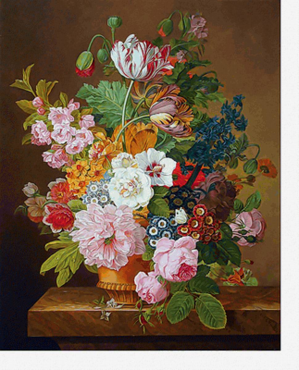 Натюрморт 2 - цветы в вазе, цветы, маки, розы - предпросмотр