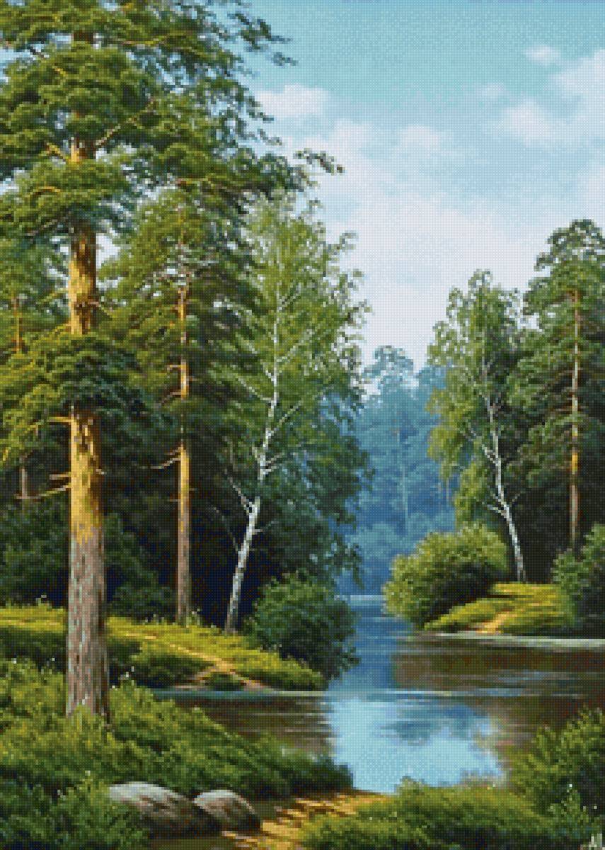 Пейзаж В-1 - река, лес, пейзаж - предпросмотр