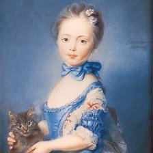 Схема вышивки «Jean-Baptiste Perronneau A Girl with a Kitten»