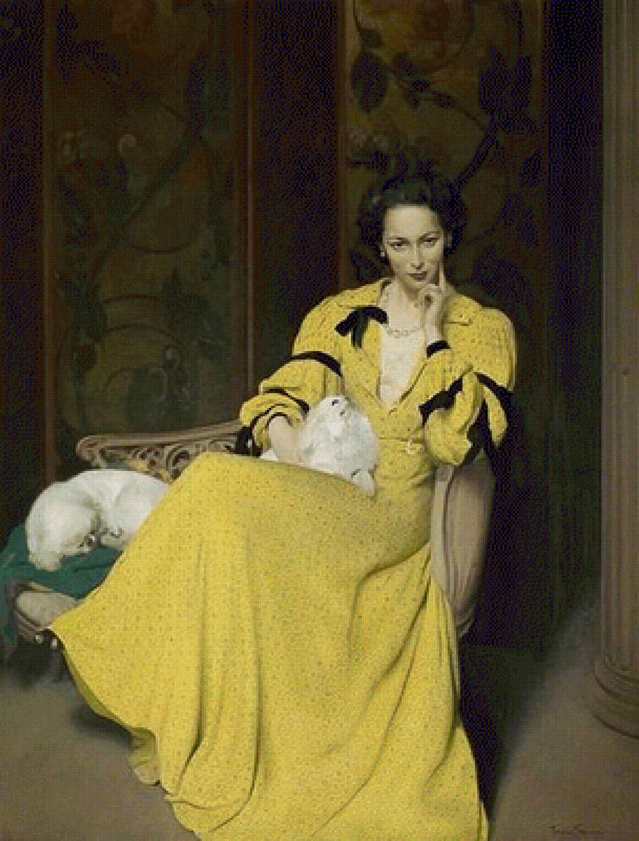 Herbert James Gunn Pauline in the Yellow Dress - painting, herbert james gunn, pauline in the yellow dress - предпросмотр