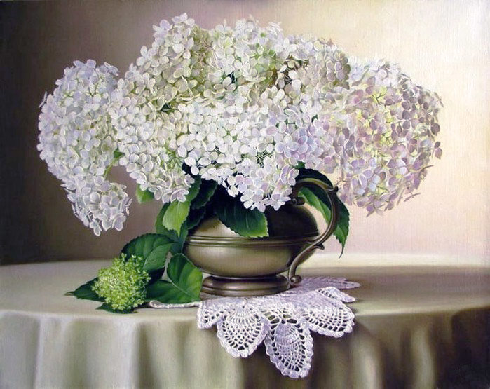 Гортензия - букет, цветы, натюрморт, ваза - оригинал