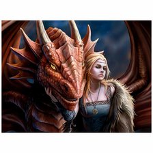Оригинал схемы вышивки «девушка с драконом» (№2206548)