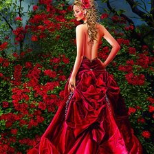 Схема вышивки «девушка в красном платье»