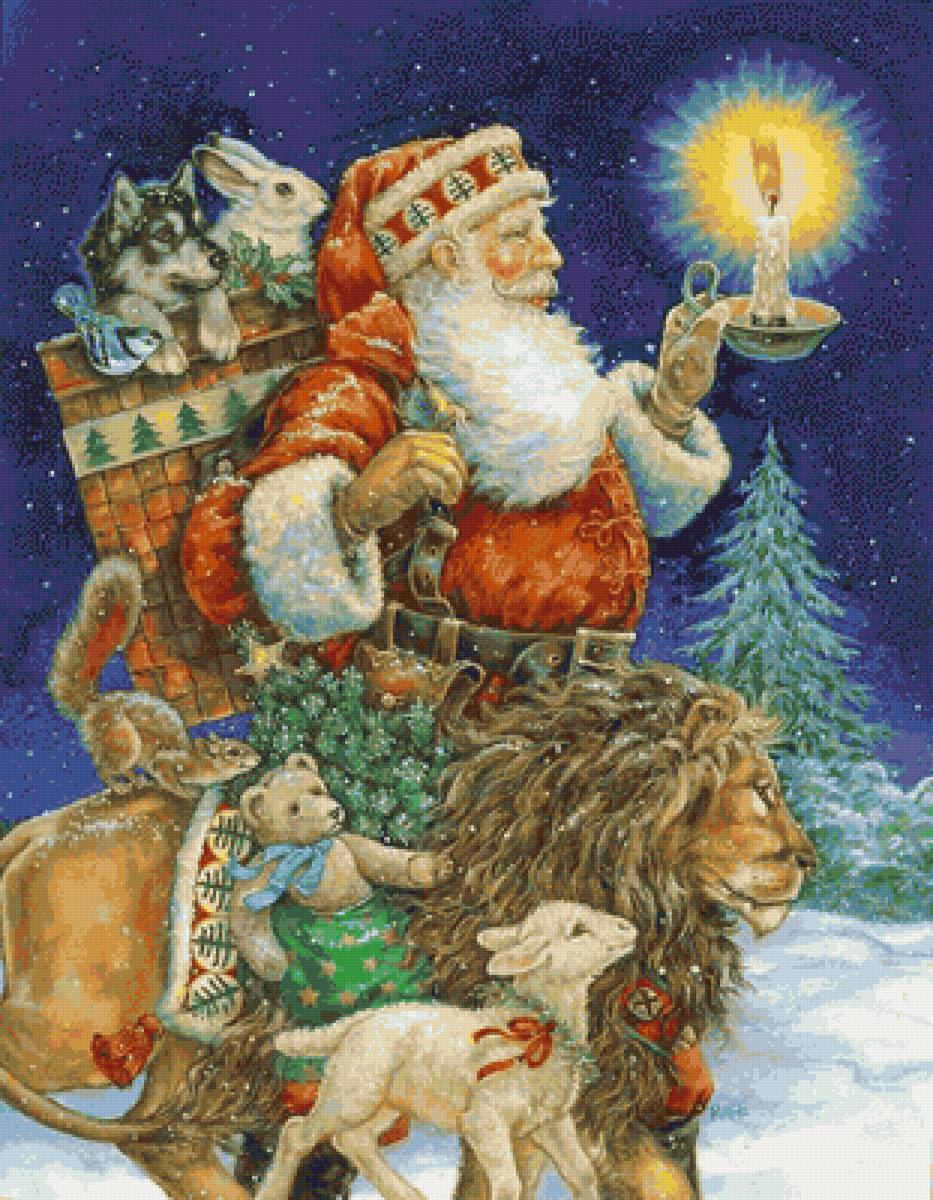 Спешу поздравить - зима, новый год, дед мороз, праздник, животные, подарки - предпросмотр