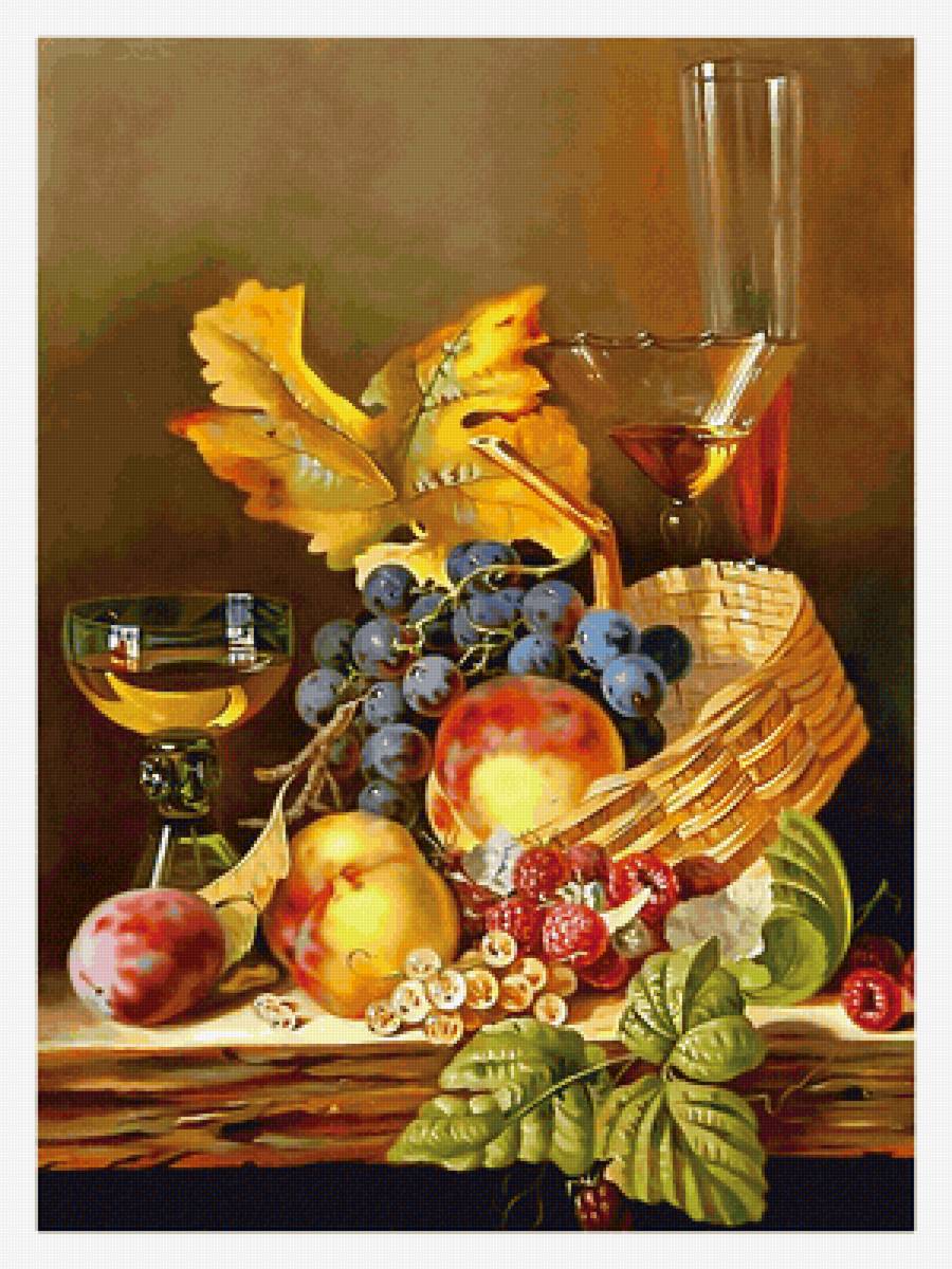Серия "Натюрморты". - виноград, натюрморт, вино, фрукты - предпросмотр