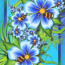 Оригинал схемы вышивки «цветы и пчелы» (№2225058)