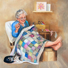 Бабушка с шитьем