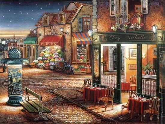 Романтичная прогулка - кафе, улица, прогулка, здания, город - оригинал
