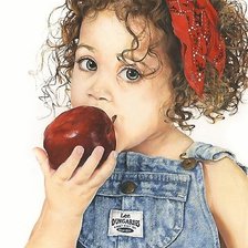 Оригинал схемы вышивки «девочка с яблоком» (№2238908)