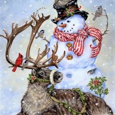 Схема вышивки «Snowman and reindeer»