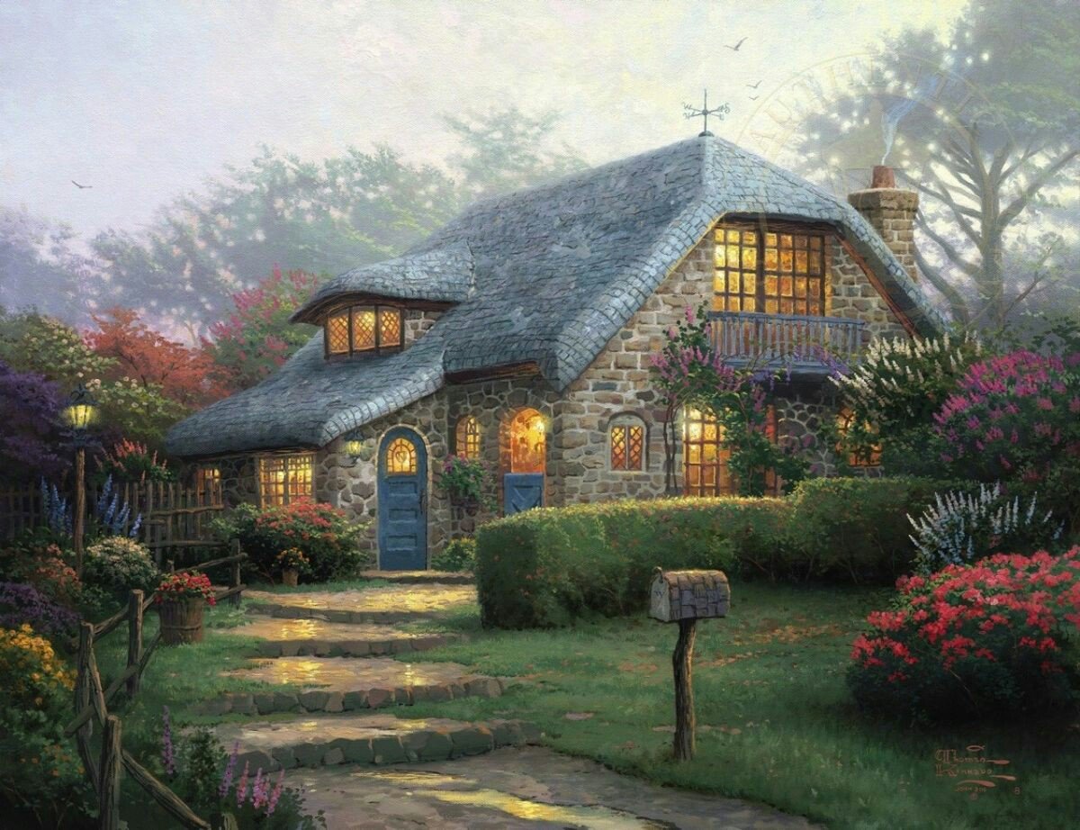 Lilac cottage,  Thomas Kinkade - оригинал