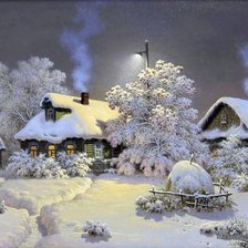 Схема вышивки «зимняя ночь по картине В.М. Тормосова»