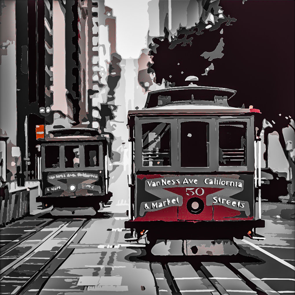 Трамвай - город, городской пейзаж, америка, трамвай, красное - оригинал